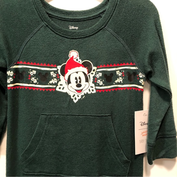 Disney Holiday Mickey Raglan Jumpsuit Baby Beans Kohls Christmas Sleeper 18M New - Picture 5 of 17